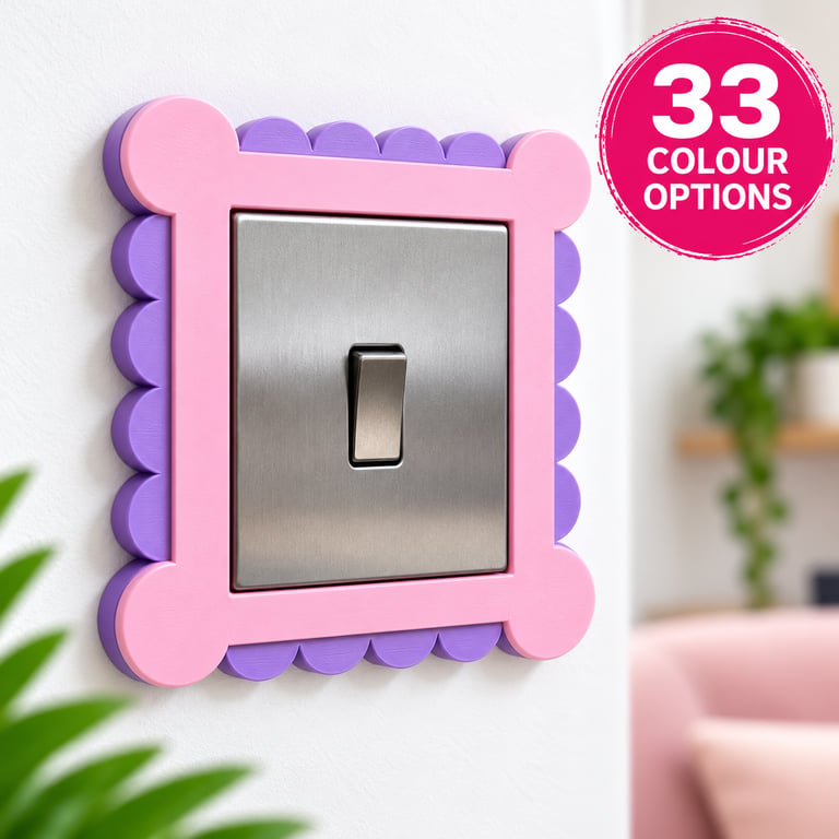 Retro Scalloped Light Switch Surround – Decorative Wavy Switch Cover –33 Colours