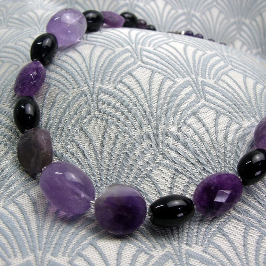 Amethyst Necklace, Purple Handmade Necklace, Chunky Purple Amethyst Necklace DD1