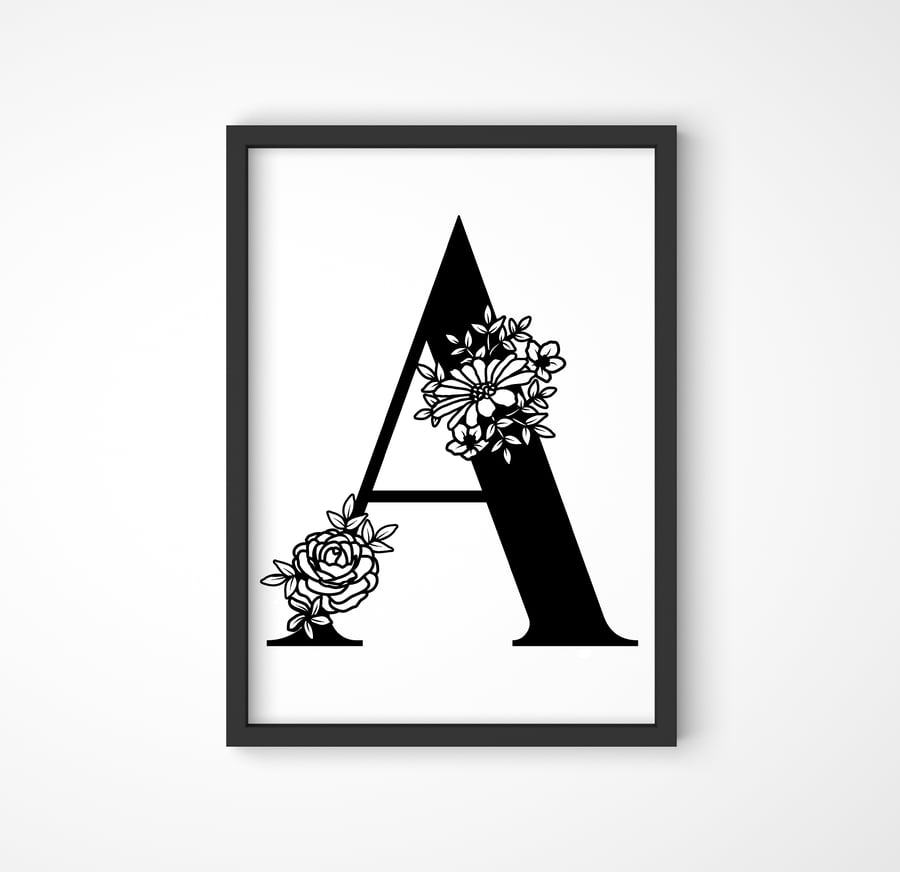 Initial Floral Letter Print: A
