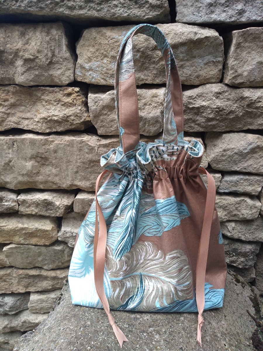 Vintage Fabric Drawstring Tote Bag