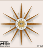Mid Century Starburst Wall Clock By Royale The Welby in Burnt Gold - 4 Sizes