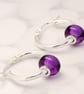 Sterling silver sleeper hoop earrings, carnelian earrings, handmade, pebble - Image 8