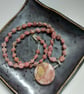 Gemstone necklace and earrings set. Pink rhodochrosite beads and pendant - Image 2