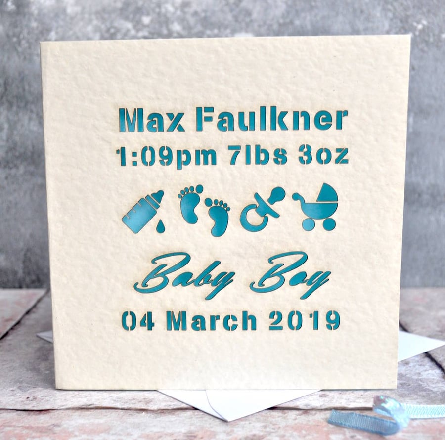 Personalised Laser Cut Baby Card