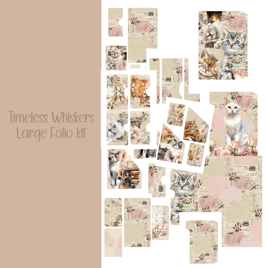 Timeless Whiskers Large Folio Scrapbooking, Ephemera, Journal, Digital Download