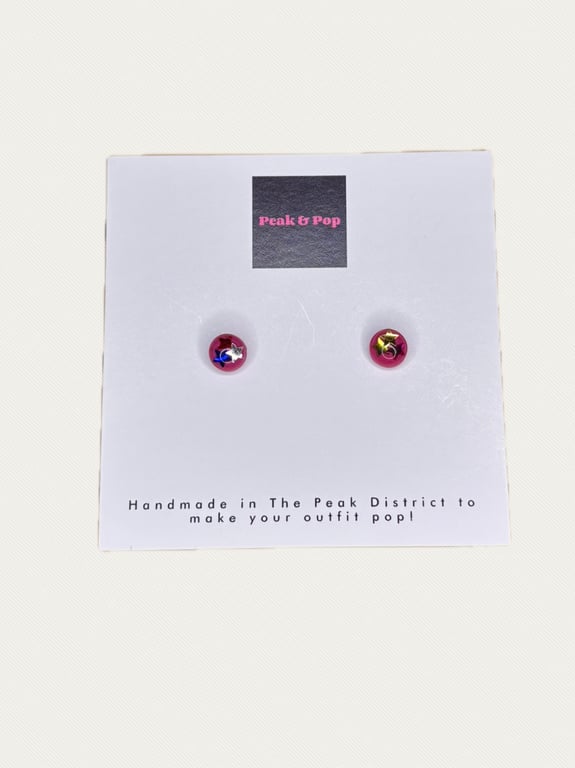 Dark Pink Glitter Star Confetti Stud Earrings – Small Gift Jewellery
