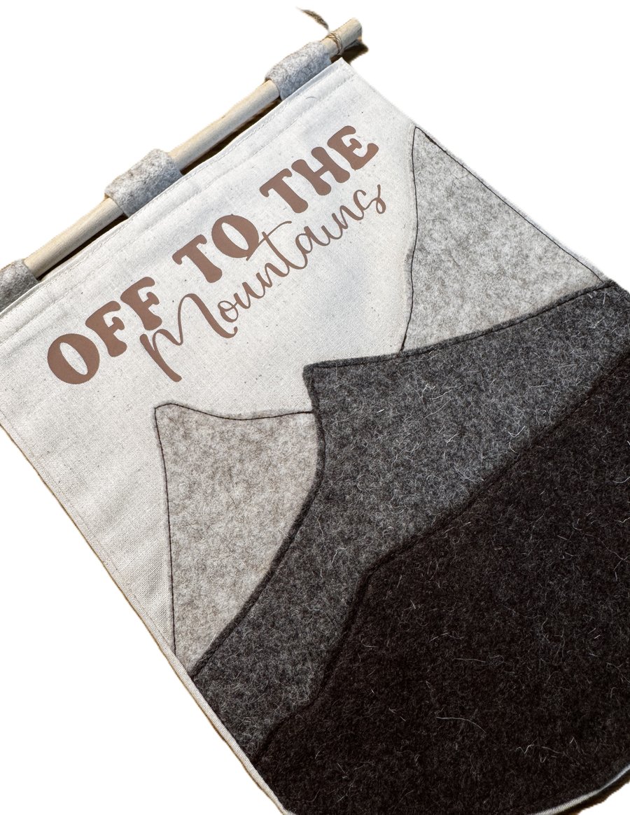 Mountain View "Off to the Mountains" - Wall Hanging, Banner