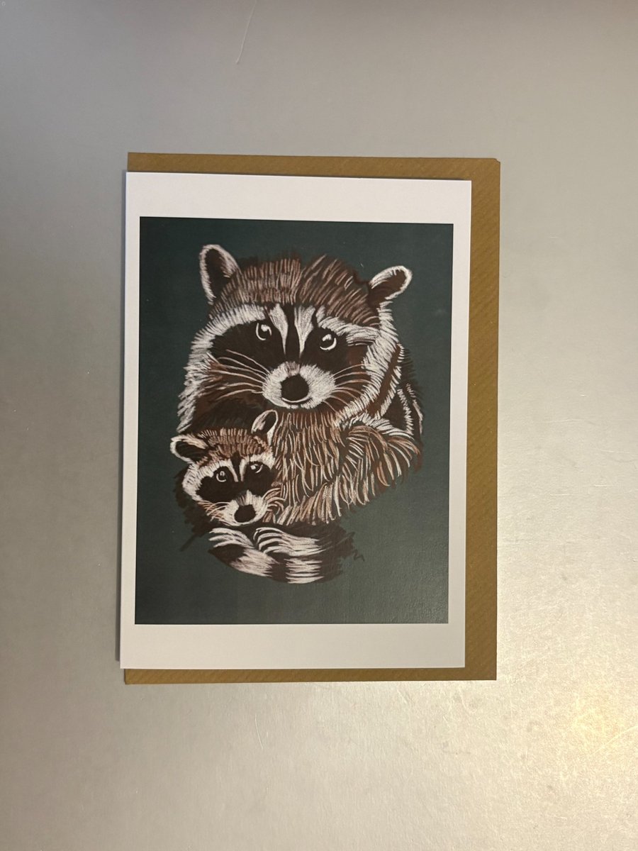 Raccoons A5 Greeting Card