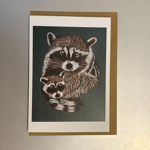 Raccoons A5 Greeting Card
