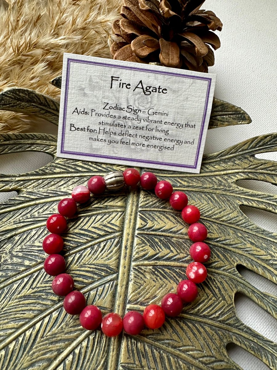 Red Fire Agate - Elasticated Bracelet 