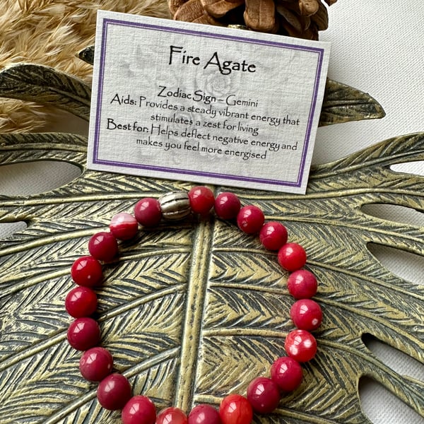 Red Fire Agate - Elasticated Bracelet 