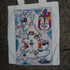 New Tote bag decorated with vintage embroidery - Festival of Britain 1951