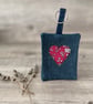 Denim Keyring with Liberty Fabric Heart  - Image 1