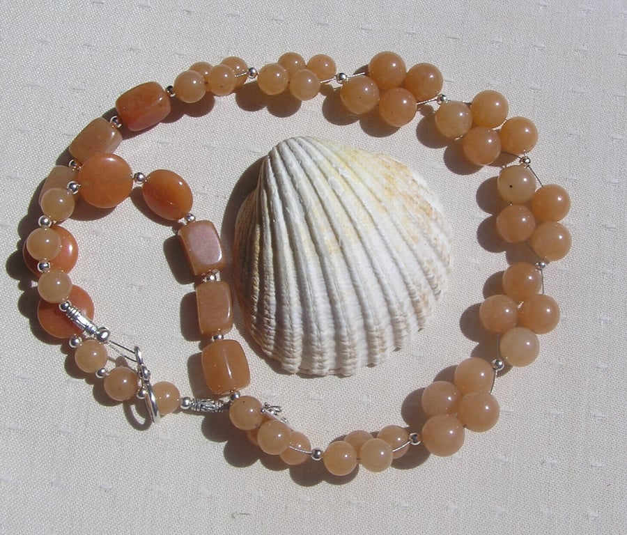 Peach Aventurine Chunky Gemstone Chakra Necklace "Verona"