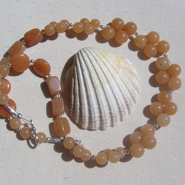 Peach Aventurine Chunky Gemstone Chakra Necklace "Verona"
