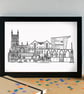 Gloucester Landmarks Skyline Art Print - Image 2