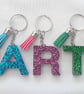Resin initial keyring, resin glitter initial keyring,resin initial keychain - Image 4