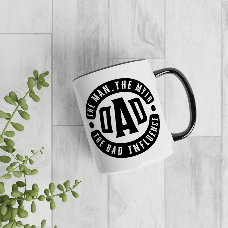 The Man The Myth The Bad Influence - Dad Logo Mug: Funny Father's Day Gift