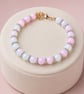 Pink and Blue Opalescent Beaded Bracelet Handmade Gift for Her