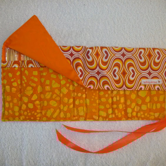 11 Sets Bamboo Double Pointed 5" Sock Knitting Needles in Handmade Roll Up Case