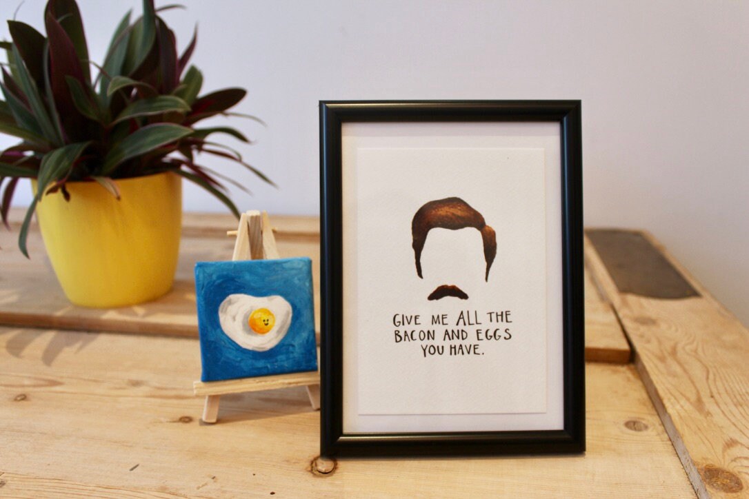 Ron Swanson - Bacon and Eggs - Parks and Rec - Postcard - A6 Print