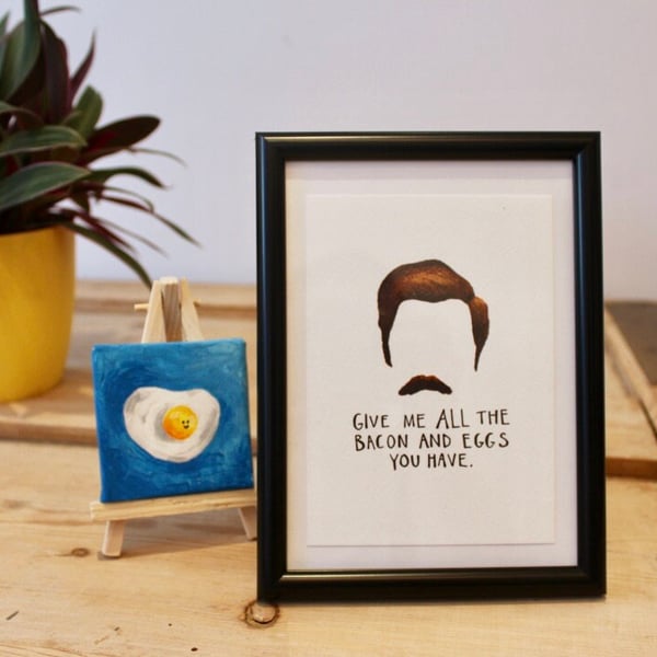 Ron Swanson - Bacon and Eggs - Parks and Rec - Postcard - A6 Print