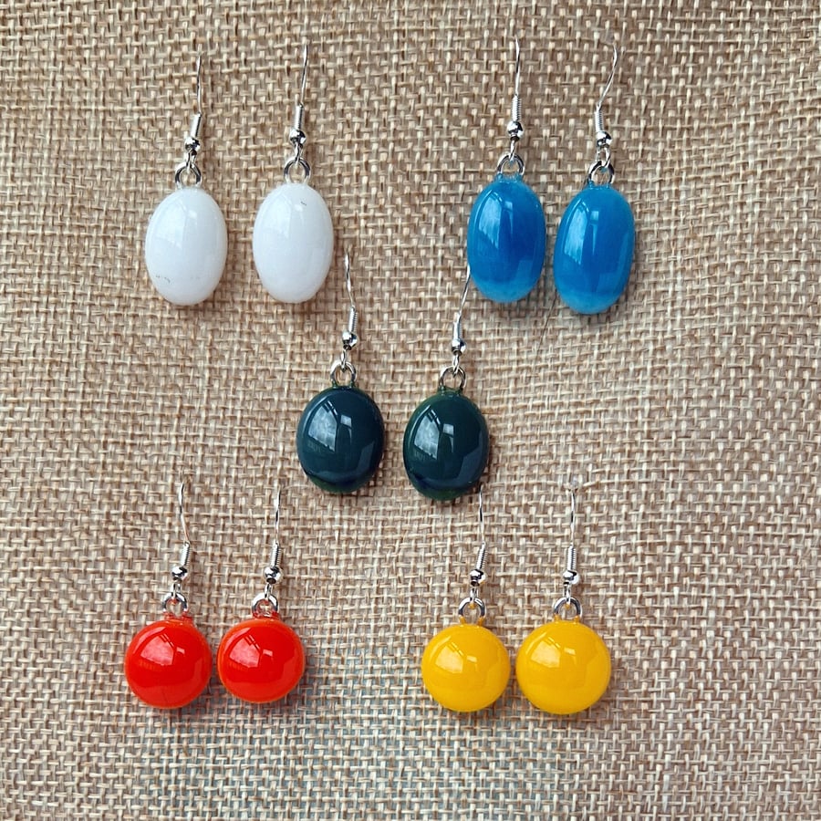 Fused glass drop earrings