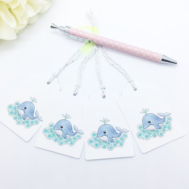 Whale Gift Tags - set of 4 tags