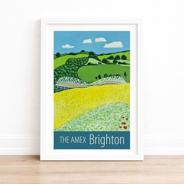 Brighton Amex stadium travel poster print by Susie West