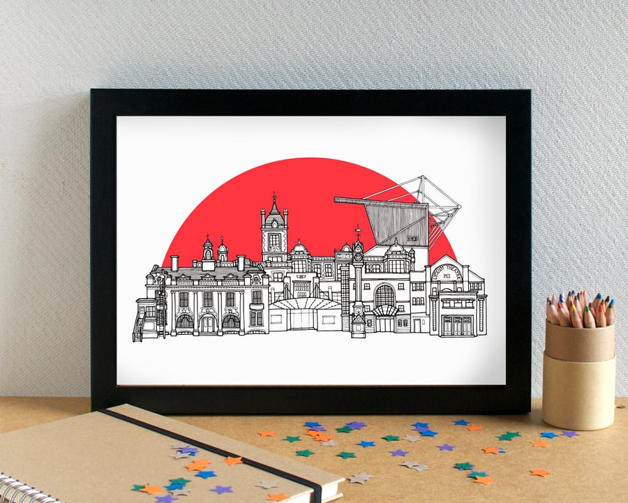 Crewe Alexandra Football Club Skyline Art Print with Mornflake Stadium