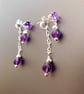 Amethyst 925 Sterling Silver Double Drop Stud Earring - Image 1