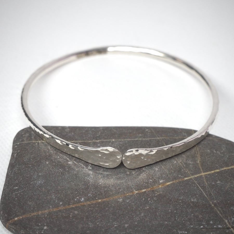 Small sterling silver forged bangle