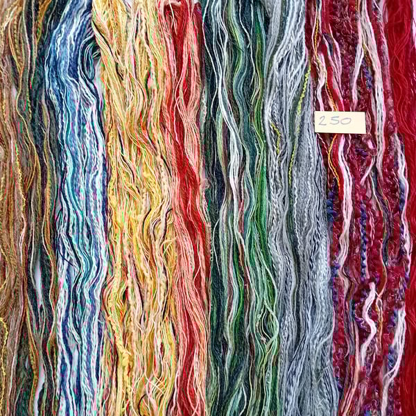 Tapestry, embroidery, weaving, tassel making threads, yarns and fibres. 