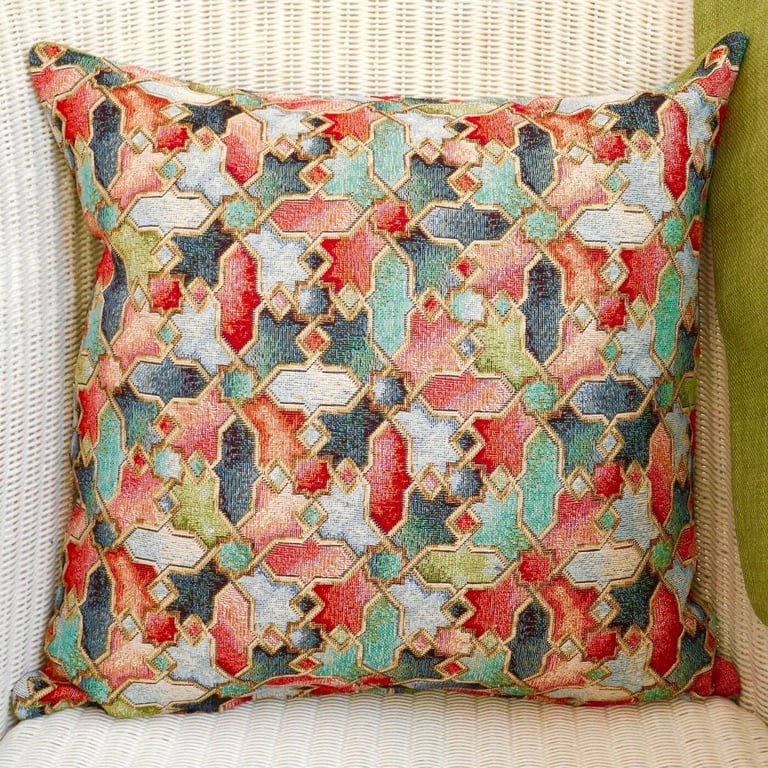 Cushion Cover: Tapestry Abstract design Green reverse 17"(43cm)