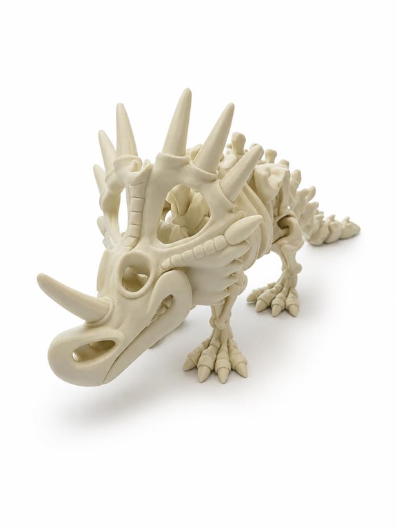Massive Flexible Triceratops Skeleton Fidget Toy 3D Printed Articulated Dinosaur