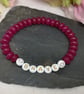 Pink chalcedony "brave" stretch gemstone bracelet, manifest, intention - Image 2