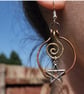 Handmade copper Hoop Earrings, swirls mixed metal. 