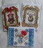 Set of 3 (Three) Beautiful Hand-Crafted Christmas Decoupage Greeting Cards (h)