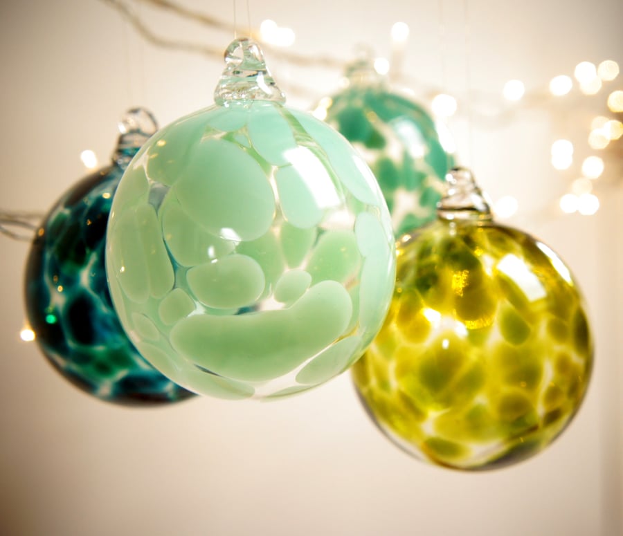 Celedon Green Handmade, Blown Glass Bauble