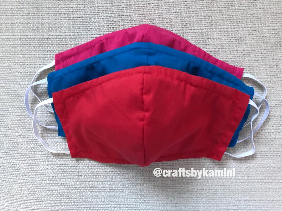 Washable Face Mask with nose wire and filter pocket