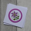 Cross Stitch Pink and Lilac Clematis - Blank Greetings Card