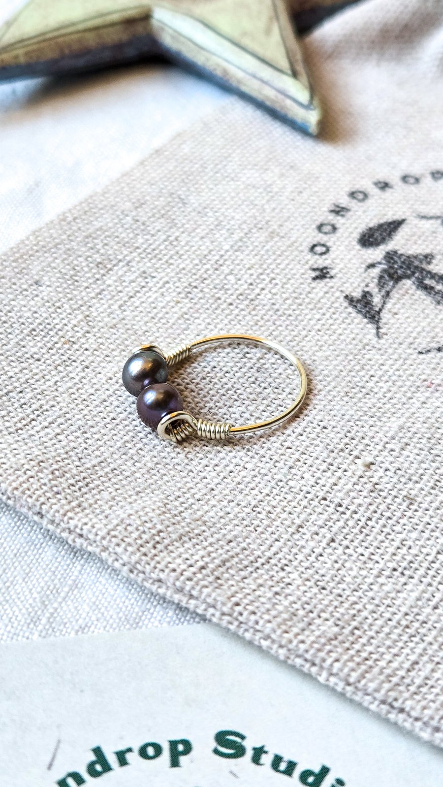 Peacock Purple Pearl Sterling Silver Ring - June Birthstone, Made To Order