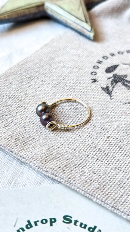 Peacock Purple Pearl Sterling Silver Ring - June Birthstone, Made To Order