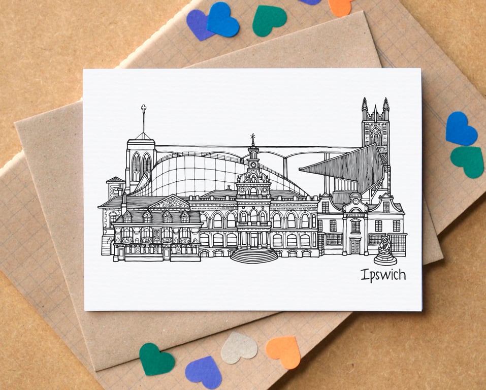 Ipswich Skyline Greetings Card