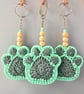 Crochet Paw Print Keyring In Mint Green & Grey - Pet Lover Gift - Image 3
