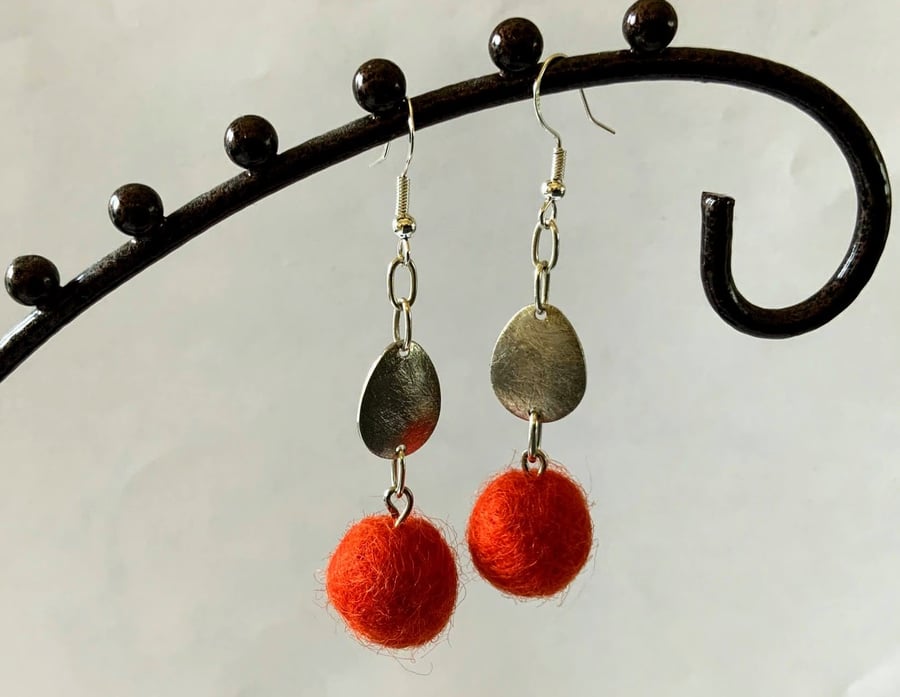  Merino wool ball earrings