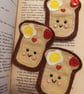 Hand sewn felt 'fried egg on toast' bookmark,letterbox gift