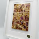 Stourhead Garden original geometric pressed flower art with gold leaf grid