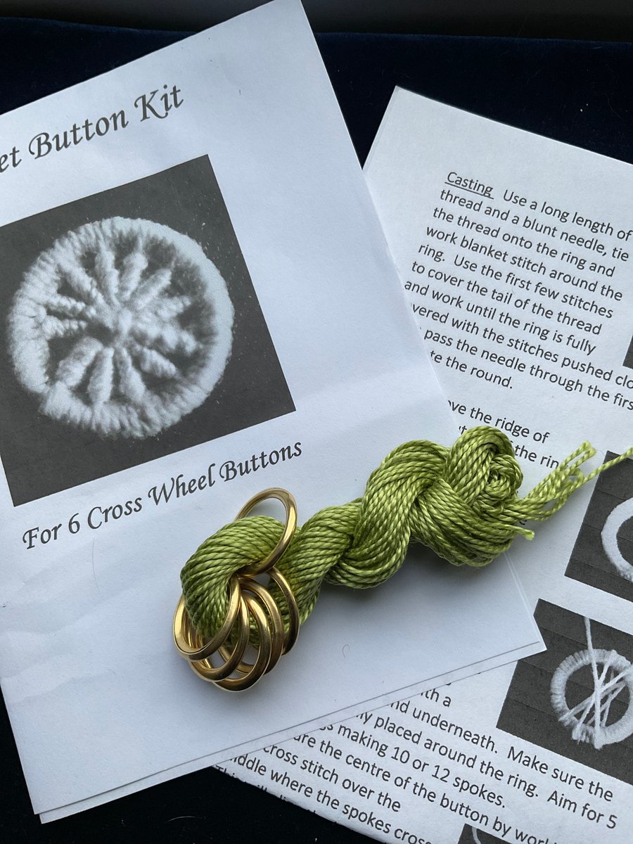 Kit to Make 6 x Dorset Cross Wheel Buttons, Light Green