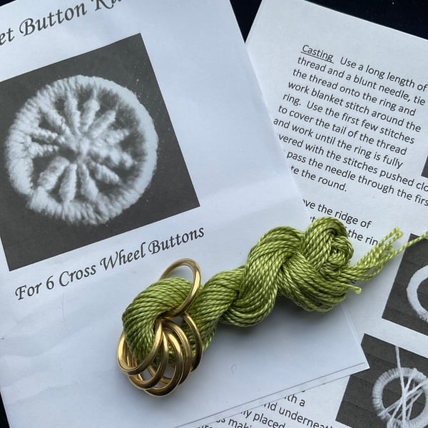 Kit to Make 6 x Dorset Cross Wheel Buttons, Light Green